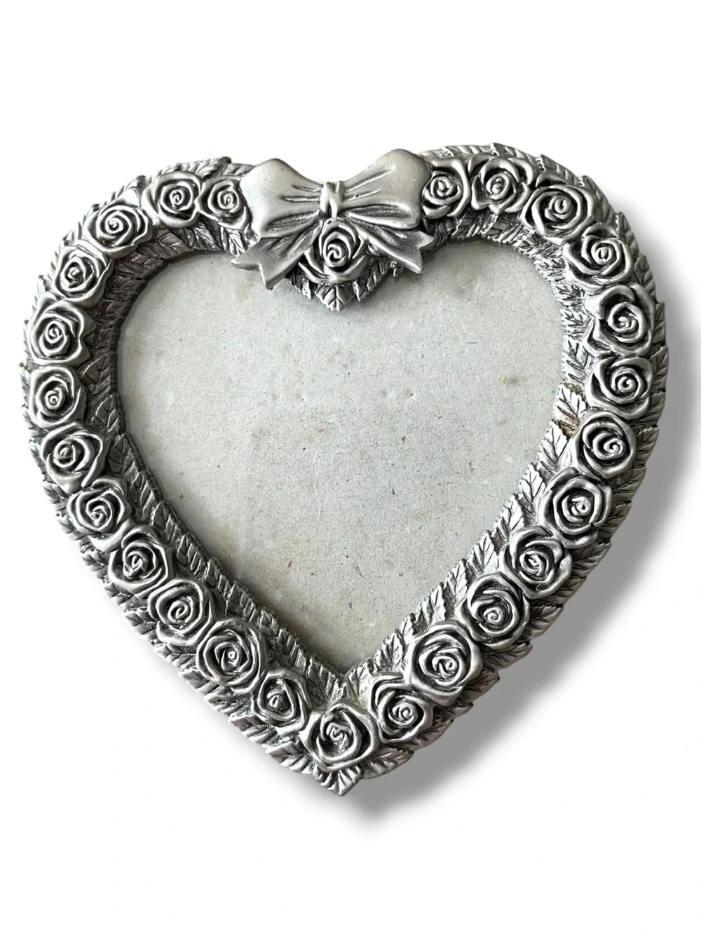 Victorian style small picture frame, M. T. accents, pewter, glass intact